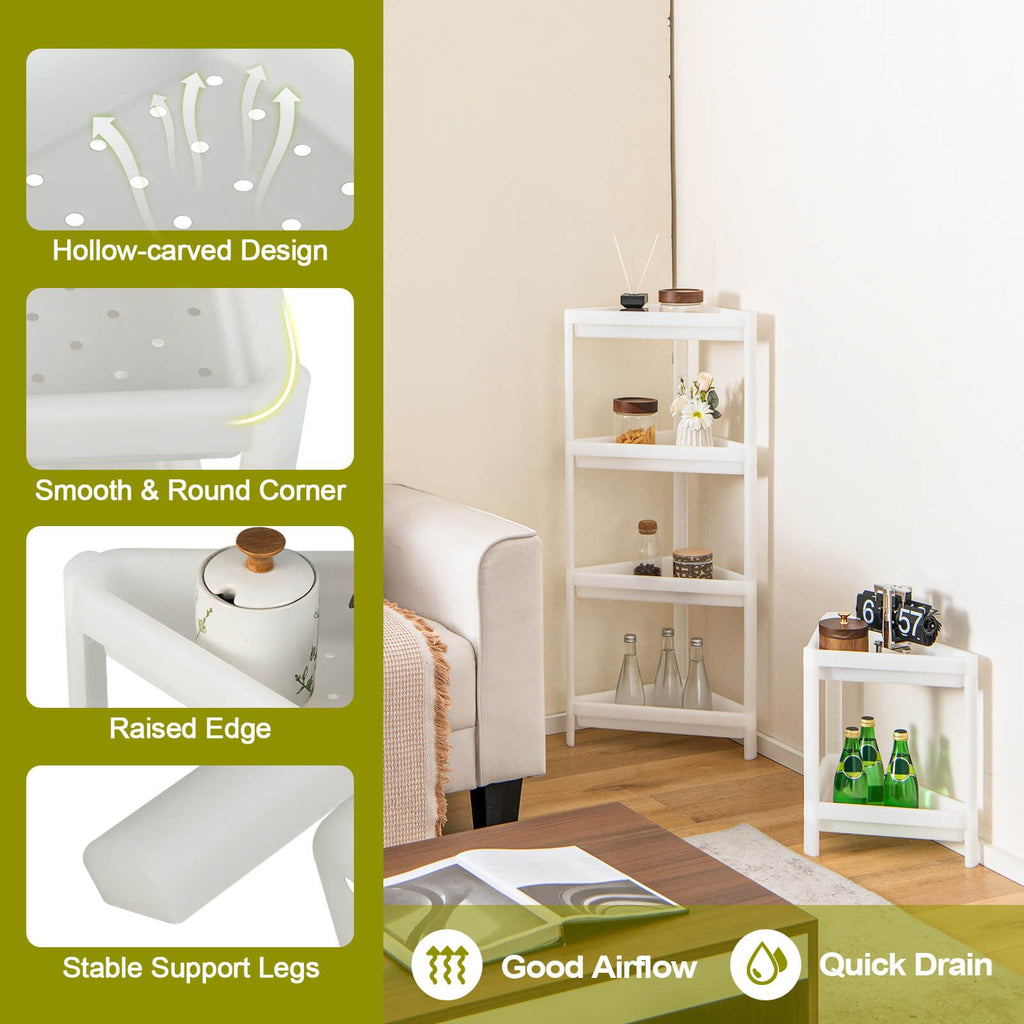 2 Pack 3-Tier Floor Corner Storage Racks with Drainage Holes