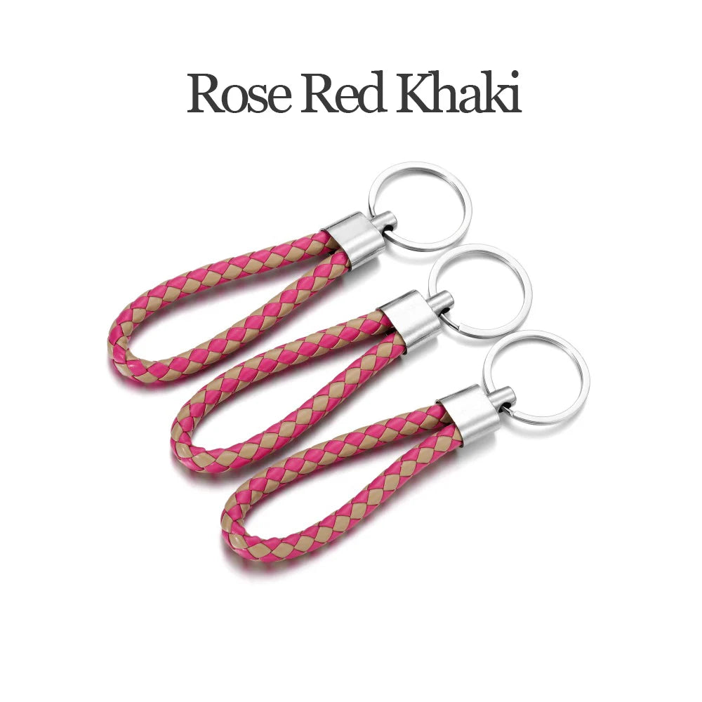 5Pcs/Pack Braided Leather Keychain Colorful Portable Keyring Organizer Leather Lanyard For Car Key Mobile Phone Strap Accessory