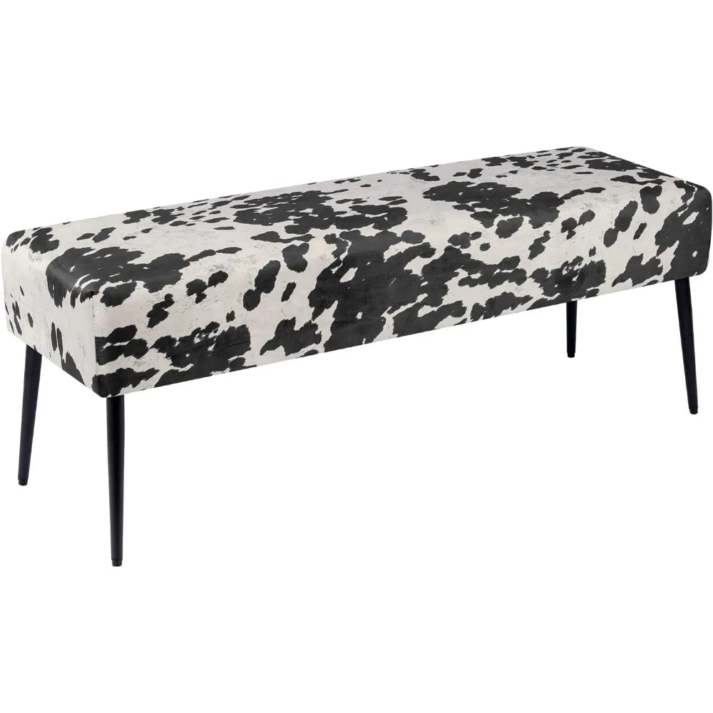 Button-Tufted Ottoman Bench, Upholstered Bedroom Benches Leather Footrest Stool Accent Bench for Entryway Dining Room