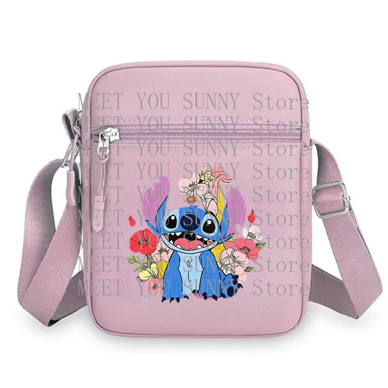 Cartoon Anime Stitch Women Bag Kawaii Portable Fashion Mobile Phone Shoulder Zipper Crossbody Pouch Students Coin Purse Gifts