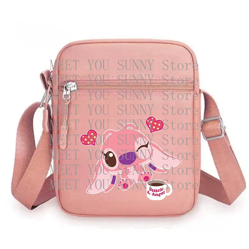 Cartoon Anime Stitch Women Bag Kawaii Portable Fashion Mobile Phone Shoulder Zipper Crossbody Pouch Students Coin Purse Gifts
