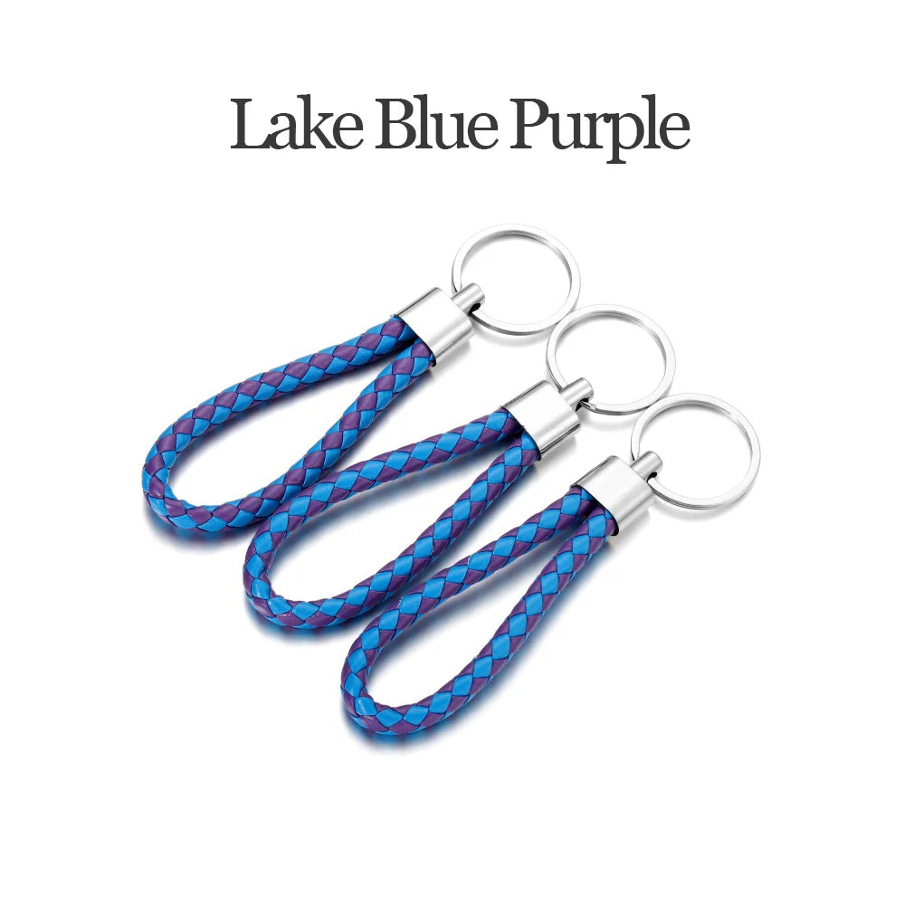 5Pcs/Pack Braided Leather Keychain Colorful Portable Keyring Organizer Leather Lanyard For Car Key Mobile Phone Strap Accessory