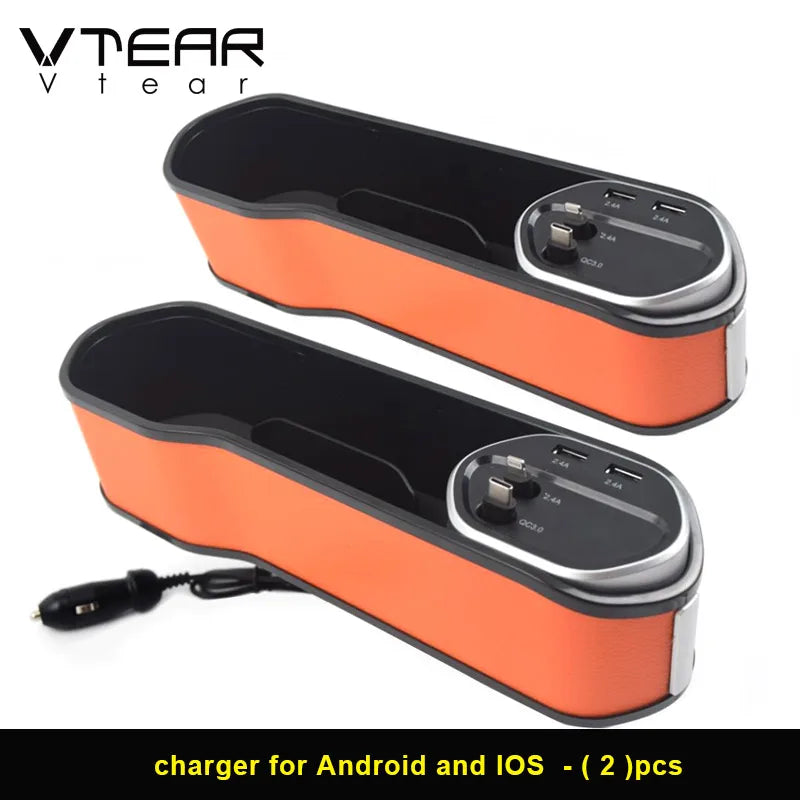 Vtear Car Organizer With Charger Cable USB Wireless Charging Universal Storage Box Auto Phone Holder Interior Accessories Parts