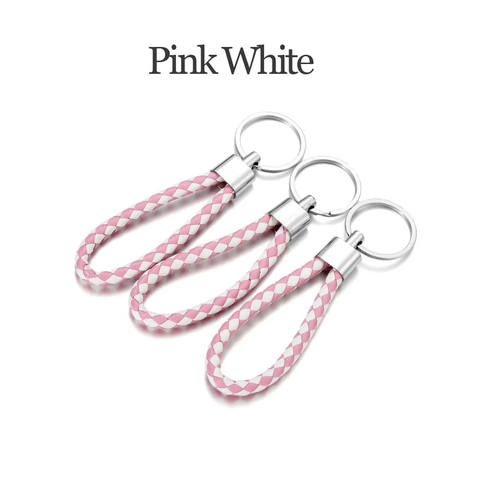 5Pcs/Pack Braided Leather Keychain Colorful Portable Keyring Organizer Leather Lanyard For Car Key Mobile Phone Strap Accessory