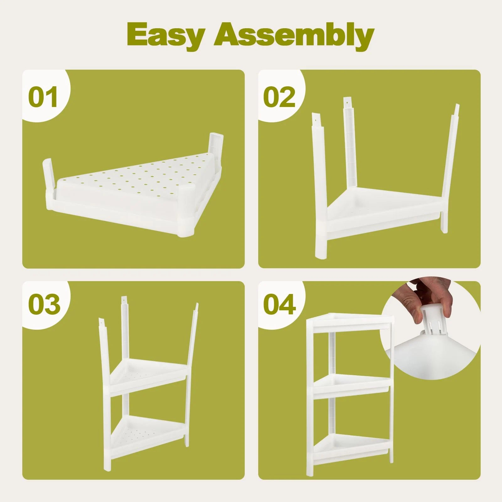 2 Pack 3-Tier Floor Corner Storage Racks with Drainage Holes