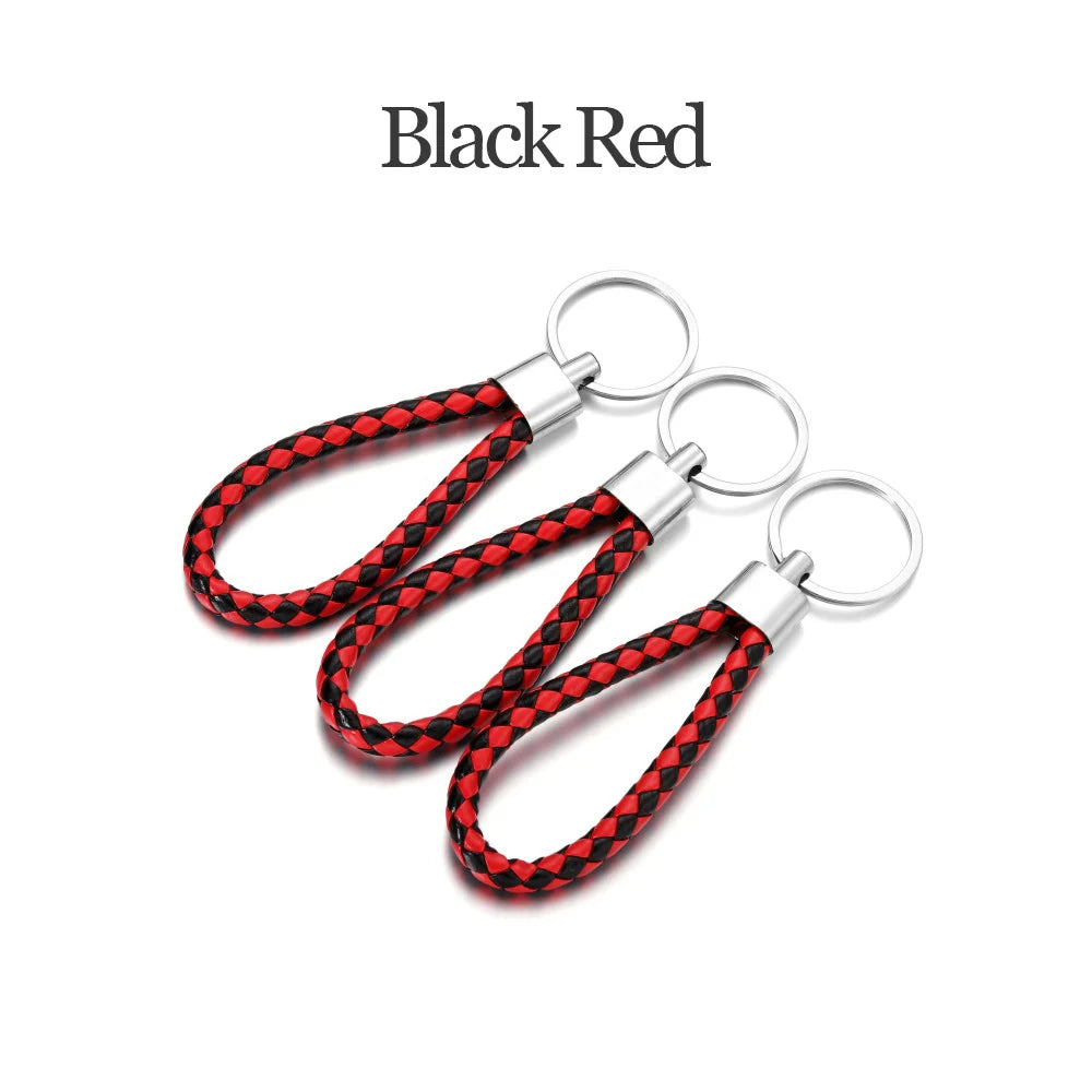 5Pcs/Pack Braided Leather Keychain Colorful Portable Keyring Organizer Leather Lanyard For Car Key Mobile Phone Strap Accessory