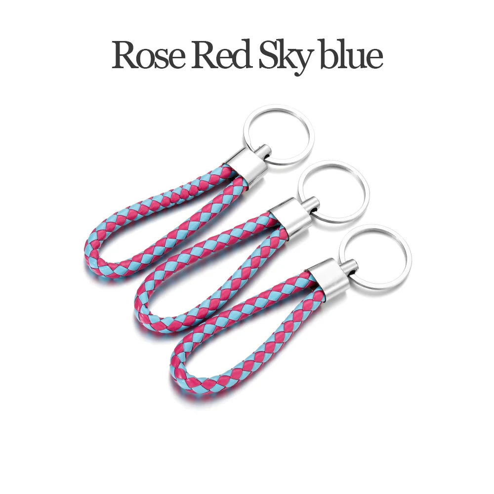 5Pcs/Pack Braided Leather Keychain Colorful Portable Keyring Organizer Leather Lanyard For Car Key Mobile Phone Strap Accessory