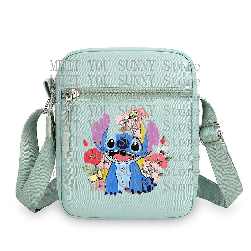 Cartoon Anime Stitch Women Bag Kawaii Portable Fashion Mobile Phone Shoulder Zipper Crossbody Pouch Students Coin Purse Gifts