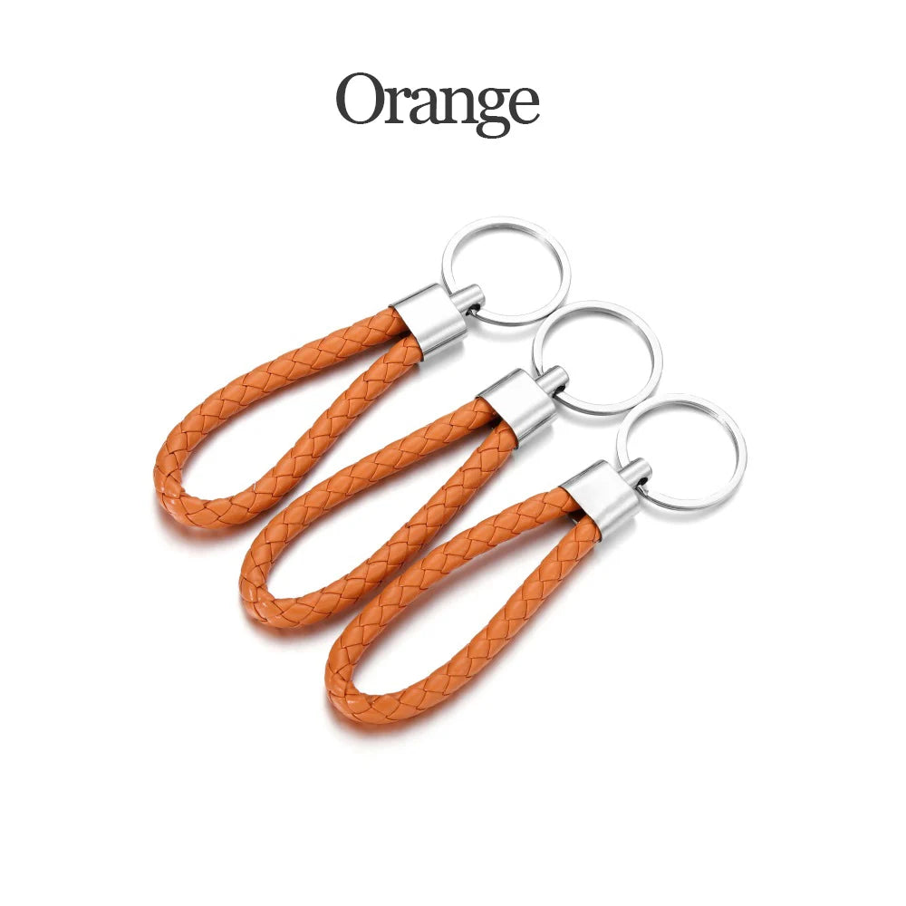 5Pcs/Pack Braided Leather Keychain Colorful Portable Keyring Organizer Leather Lanyard For Car Key Mobile Phone Strap Accessory