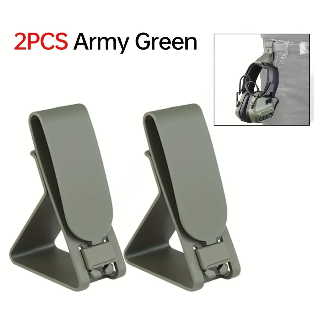 2PCS Tactical Portable Headphone Hook Cell Phone Holder Molle Quick Release Clip Holder Protector for IPSC Belt Accessories