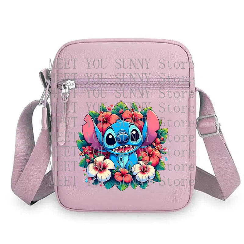 Cartoon Anime Stitch Women Bag Kawaii Portable Fashion Mobile Phone Shoulder Zipper Crossbody Pouch Students Coin Purse Gifts