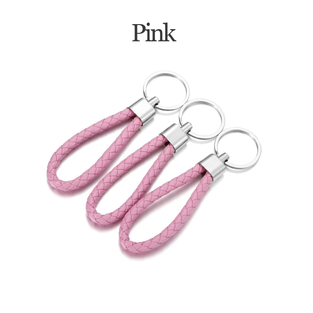 5Pcs/Pack Braided Leather Keychain Colorful Portable Keyring Organizer Leather Lanyard For Car Key Mobile Phone Strap Accessory