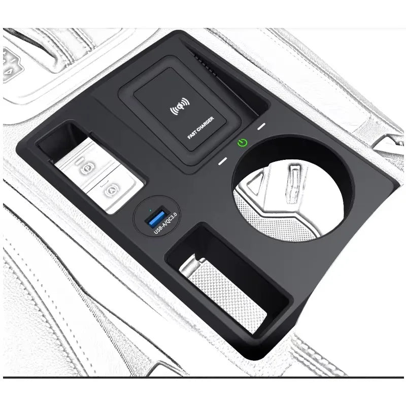 Wireless charger 15W For Audi Q3 Q3sportback 2019-2023 LHD Mobile phone fast USB charging holder plate accessories ipone8-15