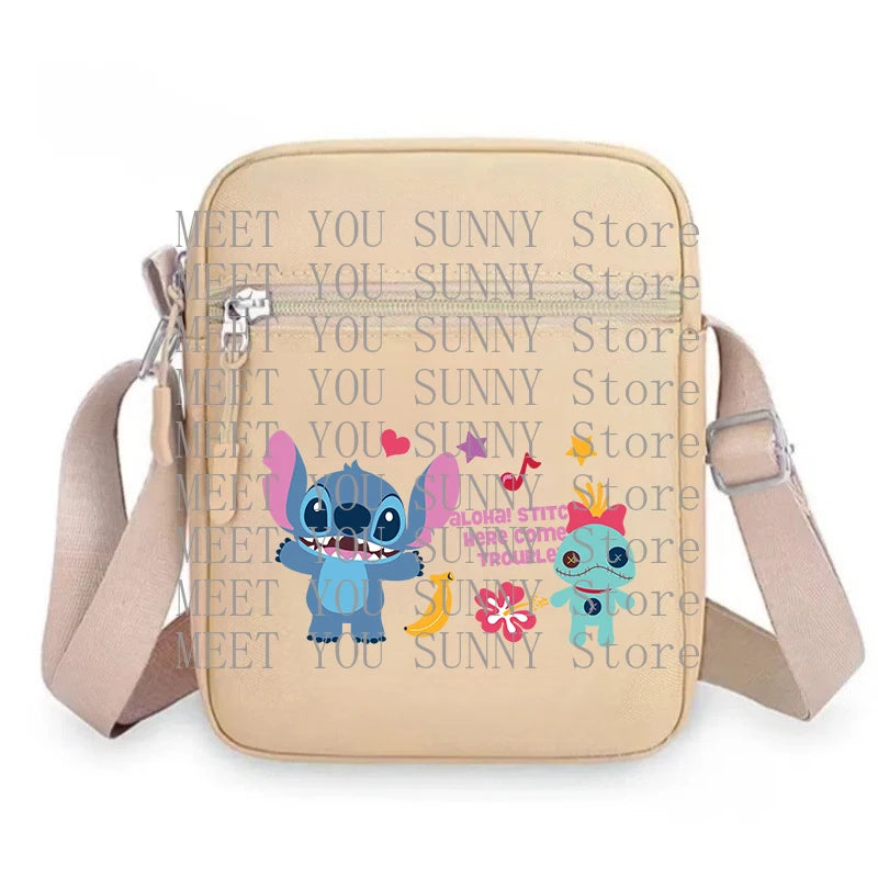 Cartoon Anime Stitch Women Bag Kawaii Portable Fashion Mobile Phone Shoulder Zipper Crossbody Pouch Students Coin Purse Gifts