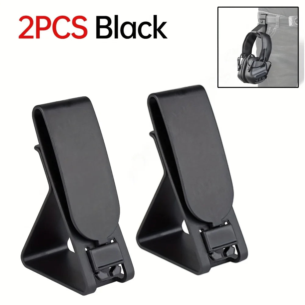 2PCS Tactical Portable Headphone Hook Cell Phone Holder Molle Quick Release Clip Holder Protector for IPSC Belt Accessories