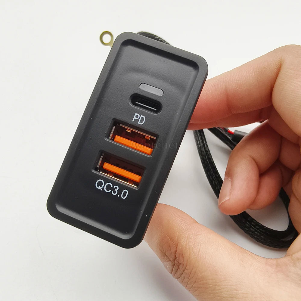Car Modified Charging Socket Power Outlet Switch Car Dual USB Quick Charge QC3.0 Phone Charger Adapter For VW Golf 7 Accessories