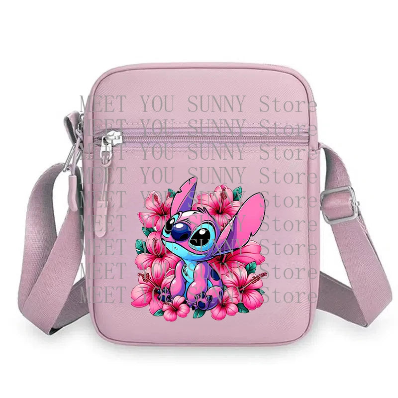 Cartoon Anime Stitch Women Bag Kawaii Portable Fashion Mobile Phone Shoulder Zipper Crossbody Pouch Students Coin Purse Gifts