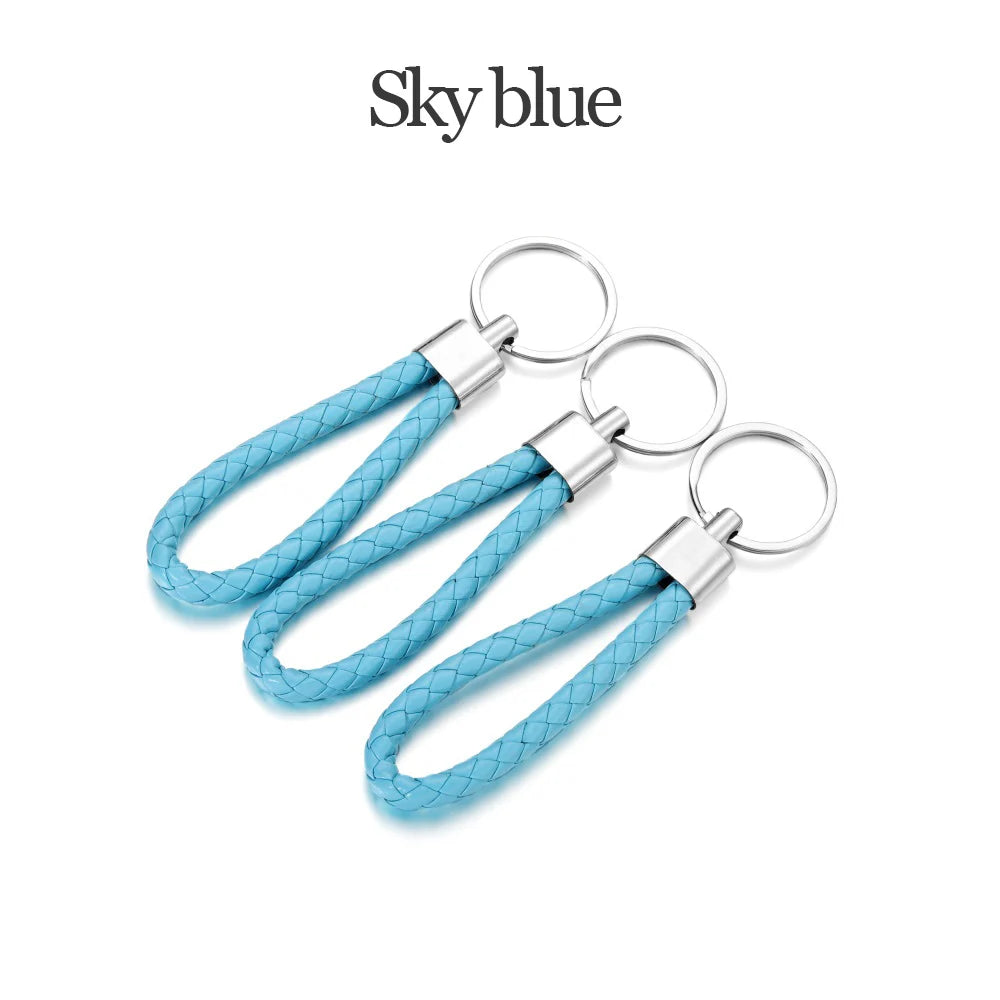 5Pcs/Pack Braided Leather Keychain Colorful Portable Keyring Organizer Leather Lanyard For Car Key Mobile Phone Strap Accessory