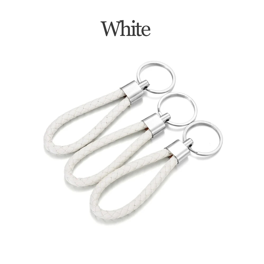 5Pcs/Pack Braided Leather Keychain Colorful Portable Keyring Organizer Leather Lanyard For Car Key Mobile Phone Strap Accessory