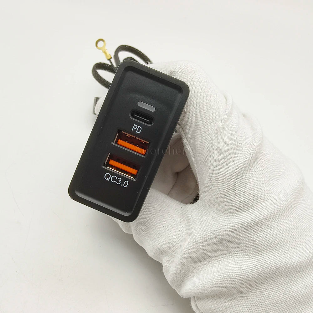 Car Modified Charging Socket Power Outlet Switch Car Dual USB Quick Charge QC3.0 Phone Charger Adapter For VW Golf 7 Accessories