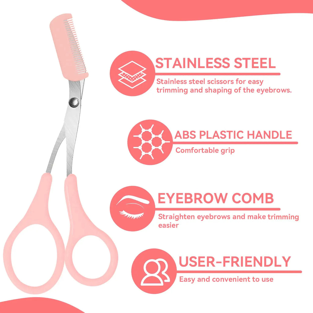 Eyebrow Trimmer, Stainless Steel Eyebrow Scissors With Comb, Eyebrow Trimming Scissors Hair Removal Beauty Tools
