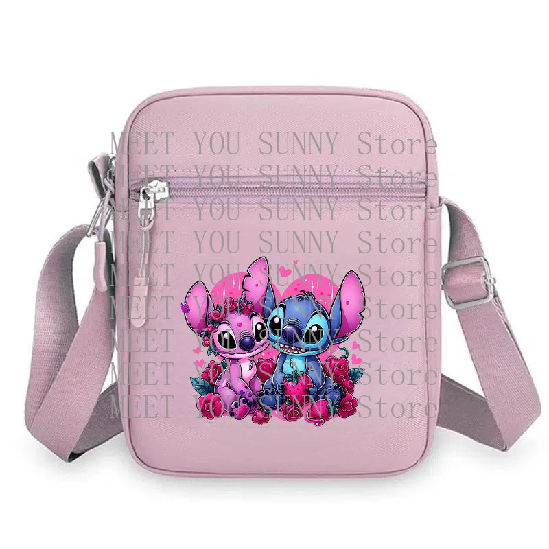 Cartoon Anime Stitch Women Bag Kawaii Portable Fashion Mobile Phone Shoulder Zipper Crossbody Pouch Students Coin Purse Gifts