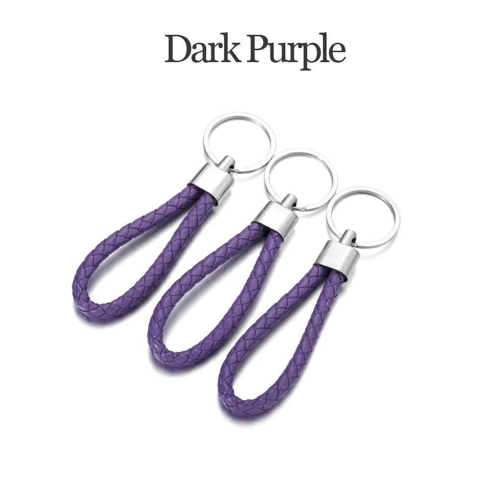 5Pcs/Pack Braided Leather Keychain Colorful Portable Keyring Organizer Leather Lanyard For Car Key Mobile Phone Strap Accessory