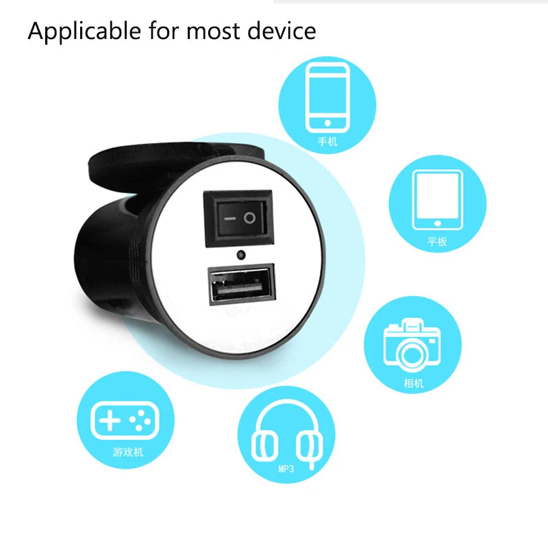 Waterproof Motorcycle Handlebar USB Charger 12V 5V-1.5A Moto Adapter Power Supply Socket For Phone Mobile Motorbike Accessories