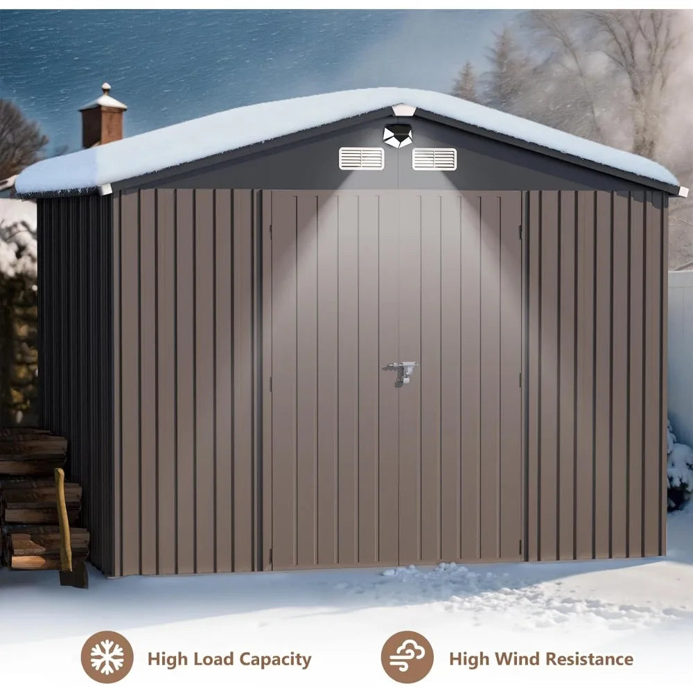10x12 FT Outdoor Storage Shed,Metal Tool Sheds,Waterproof Outside Storage Shed with Lockable Doors & Air Vent,Storage Building f