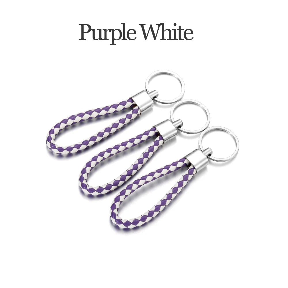 5Pcs/Pack Braided Leather Keychain Colorful Portable Keyring Organizer Leather Lanyard For Car Key Mobile Phone Strap Accessory