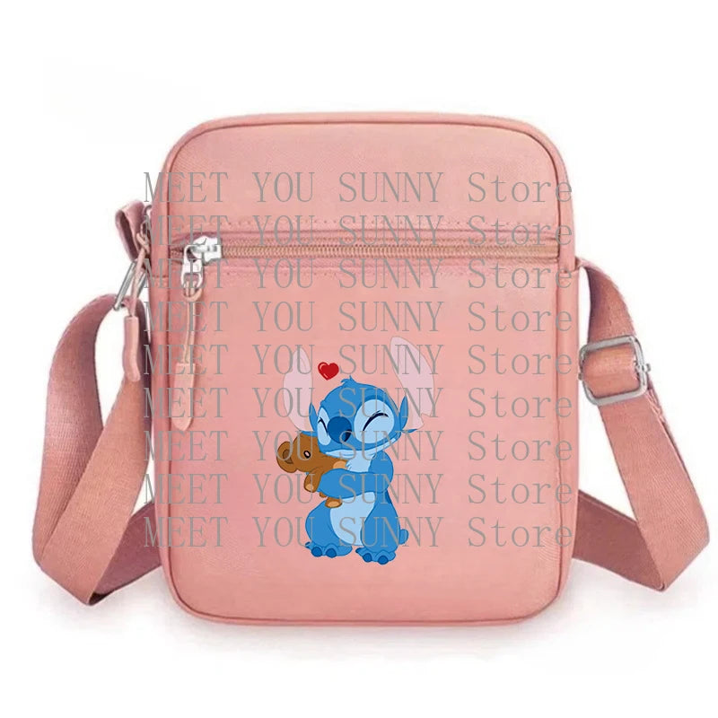 Cartoon Anime Stitch Women Bag Kawaii Portable Fashion Mobile Phone Shoulder Zipper Crossbody Pouch Students Coin Purse Gifts