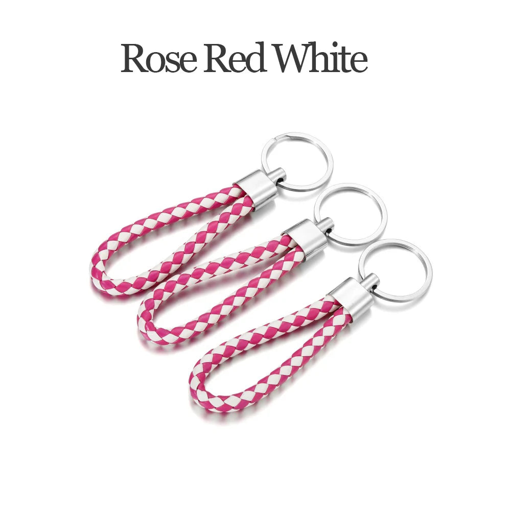 5Pcs/Pack Braided Leather Keychain Colorful Portable Keyring Organizer Leather Lanyard For Car Key Mobile Phone Strap Accessory