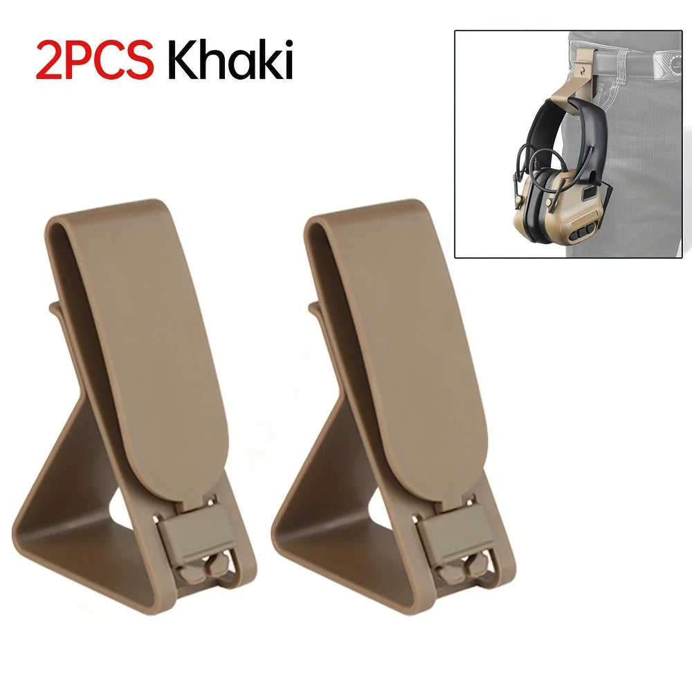 2PCS Tactical Portable Headphone Hook Cell Phone Holder Molle Quick Release Clip Holder Protector for IPSC Belt Accessories