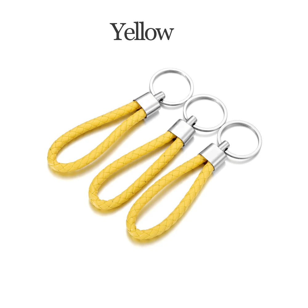 5Pcs/Pack Braided Leather Keychain Colorful Portable Keyring Organizer Leather Lanyard For Car Key Mobile Phone Strap Accessory
