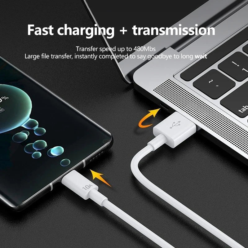 3PCS 100W 10A USB Type C USB Cable Super Fast Charing Line for Xiaomi Samsung Huawei Honor Quick Charge USB C Cables Data Cord