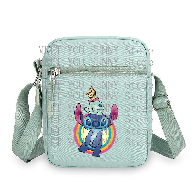 Cartoon Anime Stitch Women Bag Kawaii Portable Fashion Mobile Phone Shoulder Zipper Crossbody Pouch Students Coin Purse Gifts