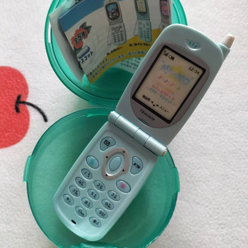 TOYS SPIRITS Mini Flip Phone Voice Recorder Gashapon Capsule Toy Collectible Retro Gift for Adults Novelty Keychain Accessory