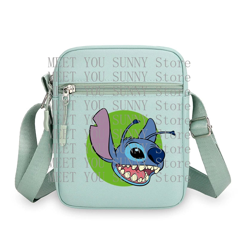 Cartoon Anime Stitch Women Bag Kawaii Portable Fashion Mobile Phone Shoulder Zipper Crossbody Pouch Students Coin Purse Gifts