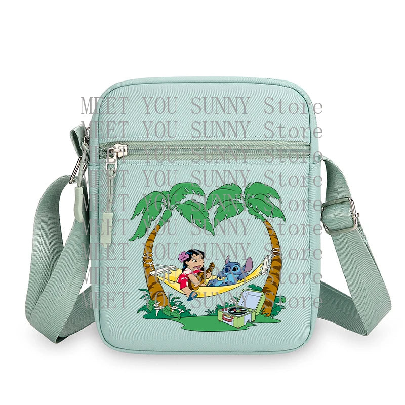Cartoon Anime Stitch Women Bag Kawaii Portable Fashion Mobile Phone Shoulder Zipper Crossbody Pouch Students Coin Purse Gifts