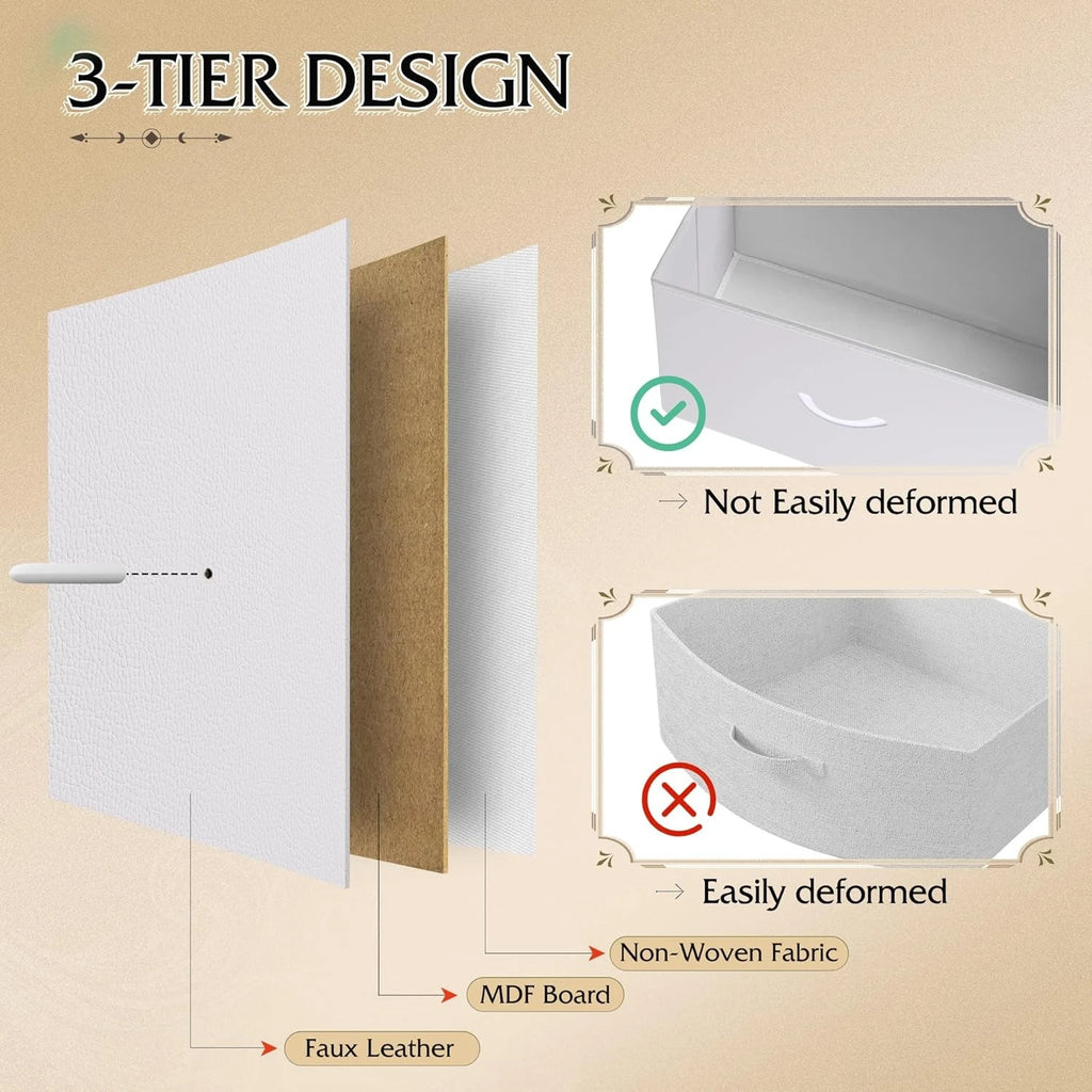 Dresser for Bedroom with 8 Drawers, Wide Fabric Dresser for Storage and Organization, Bedroom Dressers, Chest of Drawers, White