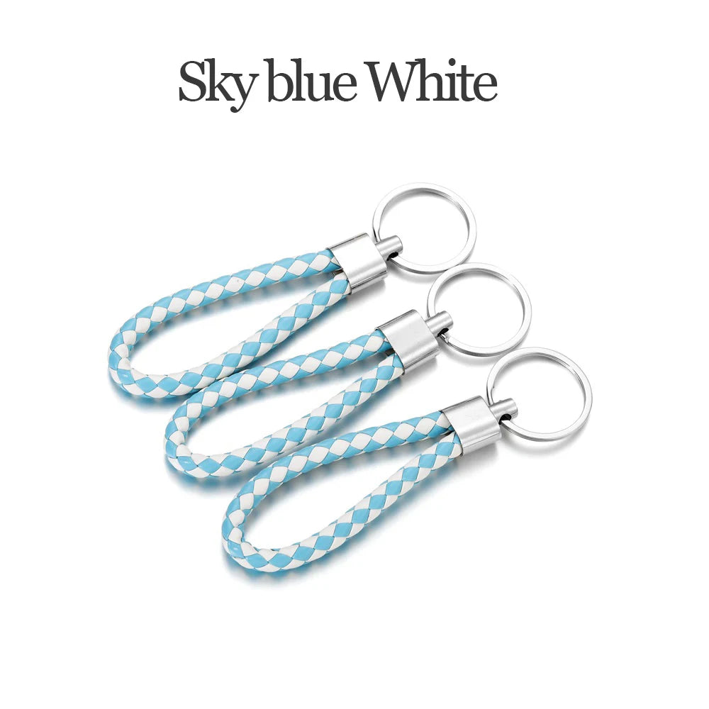 5Pcs/Pack Braided Leather Keychain Colorful Portable Keyring Organizer Leather Lanyard For Car Key Mobile Phone Strap Accessory
