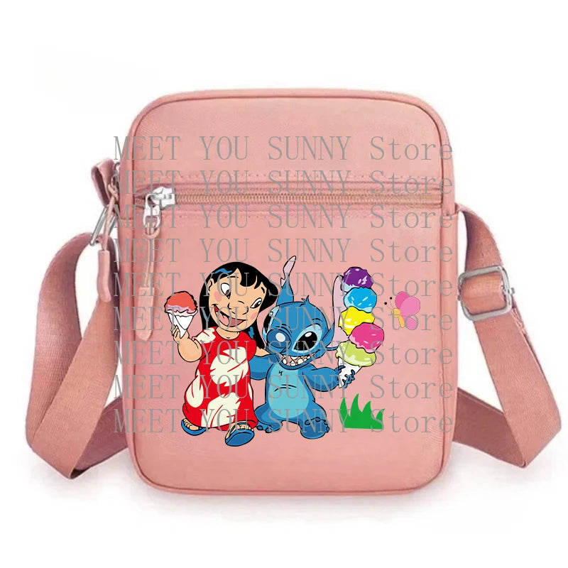 Cartoon Anime Stitch Women Bag Kawaii Portable Fashion Mobile Phone Shoulder Zipper Crossbody Pouch Students Coin Purse Gifts
