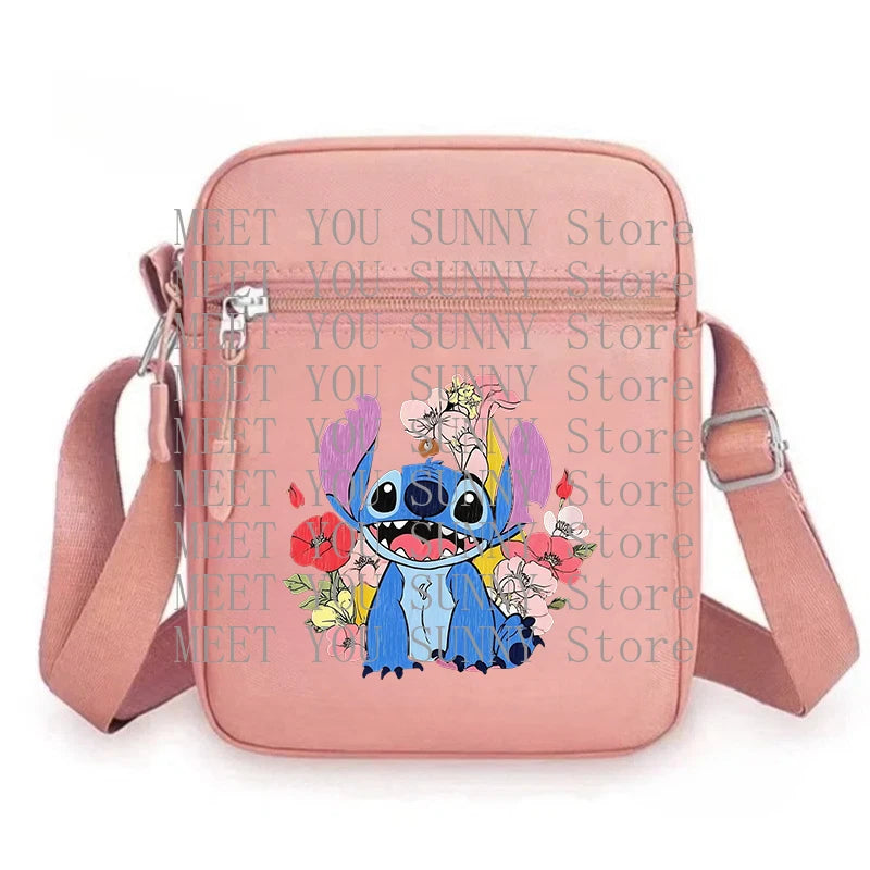 Cartoon Anime Stitch Women Bag Kawaii Portable Fashion Mobile Phone Shoulder Zipper Crossbody Pouch Students Coin Purse Gifts