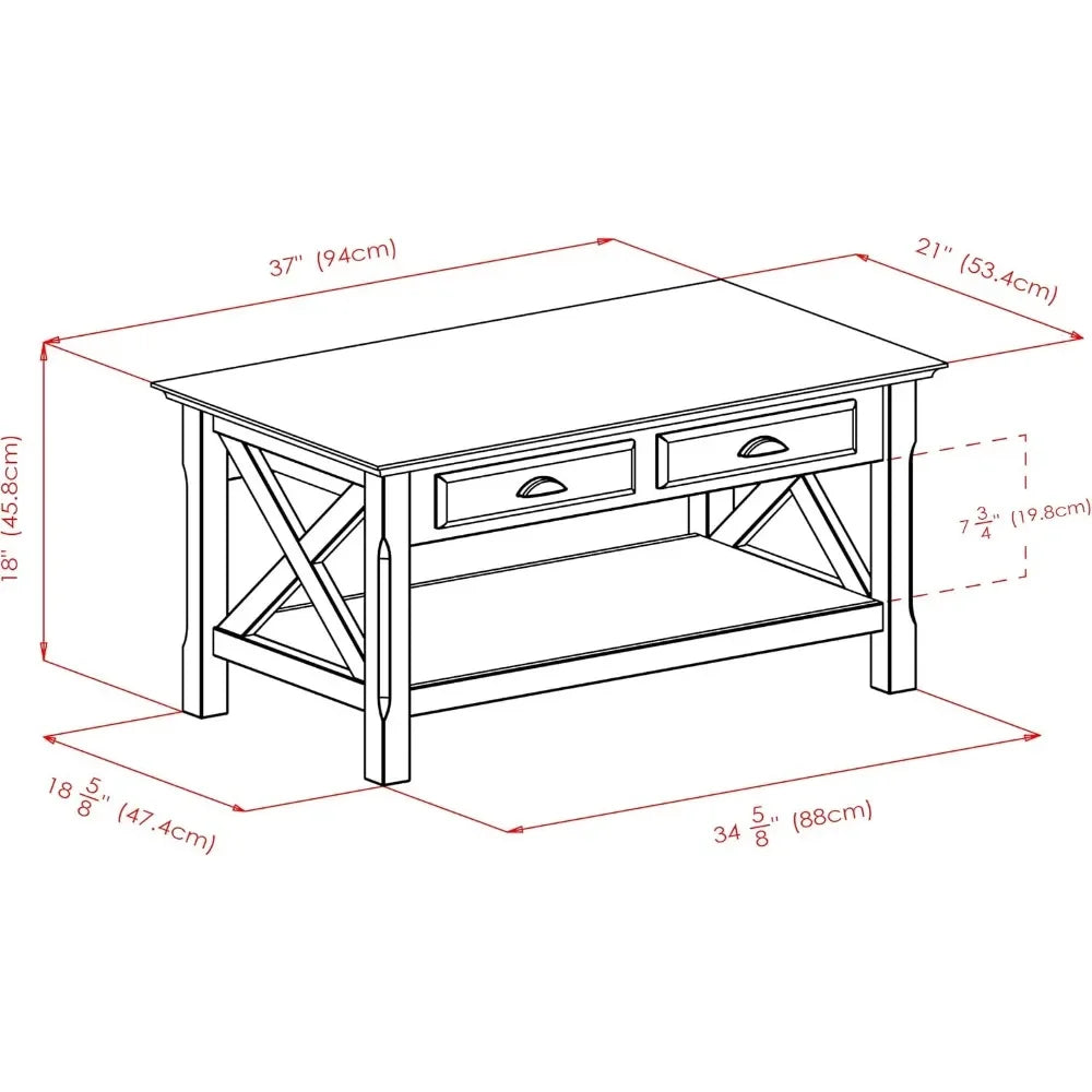 18 x 37 x 21-Inch Composite Wood Coffee Table, Cappuccino