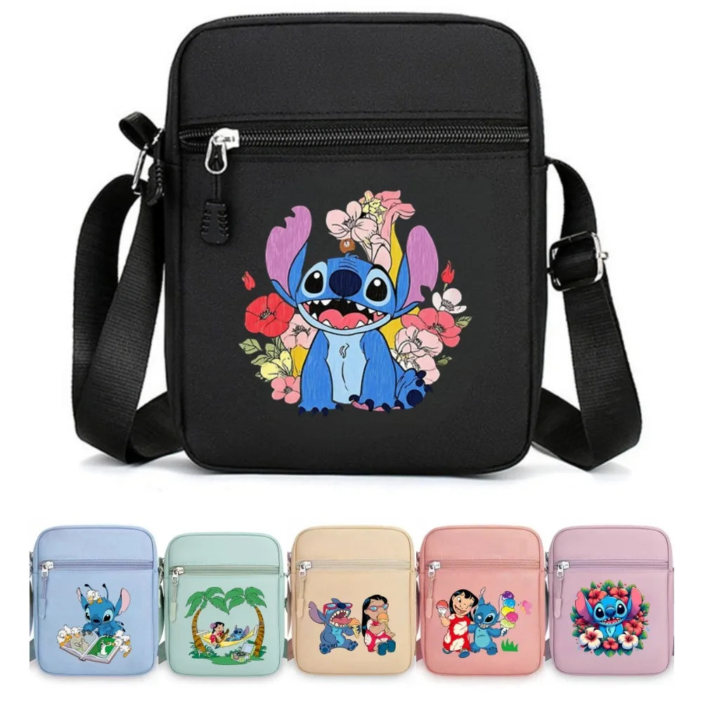Cartoon Anime Stitch Women Bag Kawaii Portable Fashion Mobile Phone Shoulder Zipper Crossbody Pouch Students Coin Purse Gifts