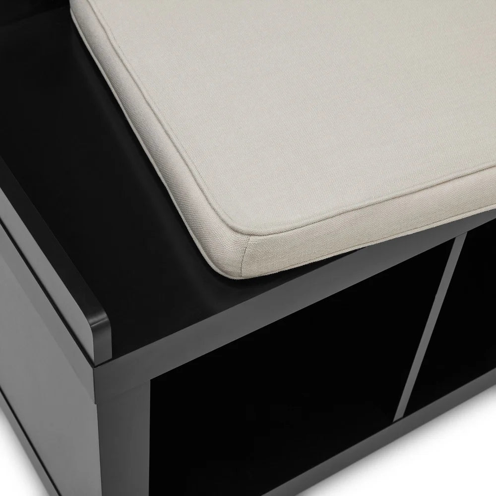 Indoor Storage Bench with 3 Cube Compartments Stylish Cushioned Seating Organizer Living Room Mudroom Hallway