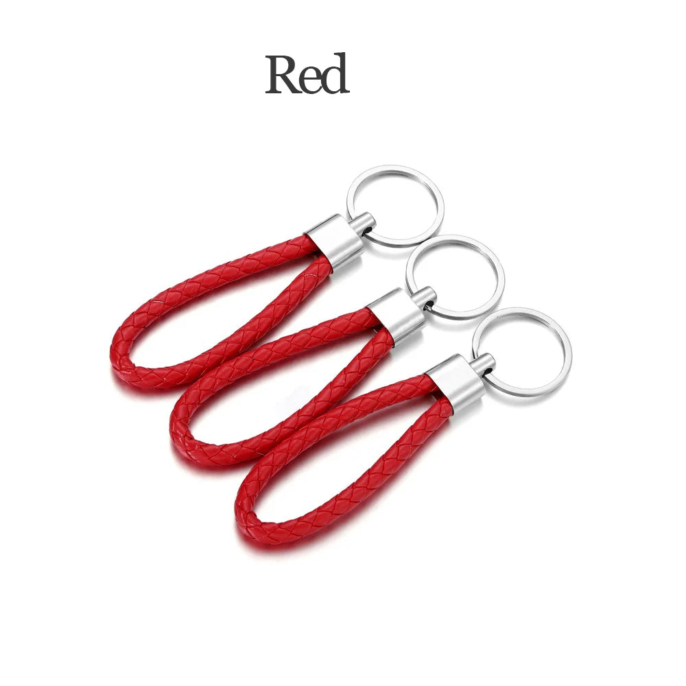 5Pcs/Pack Braided Leather Keychain Colorful Portable Keyring Organizer Leather Lanyard For Car Key Mobile Phone Strap Accessory