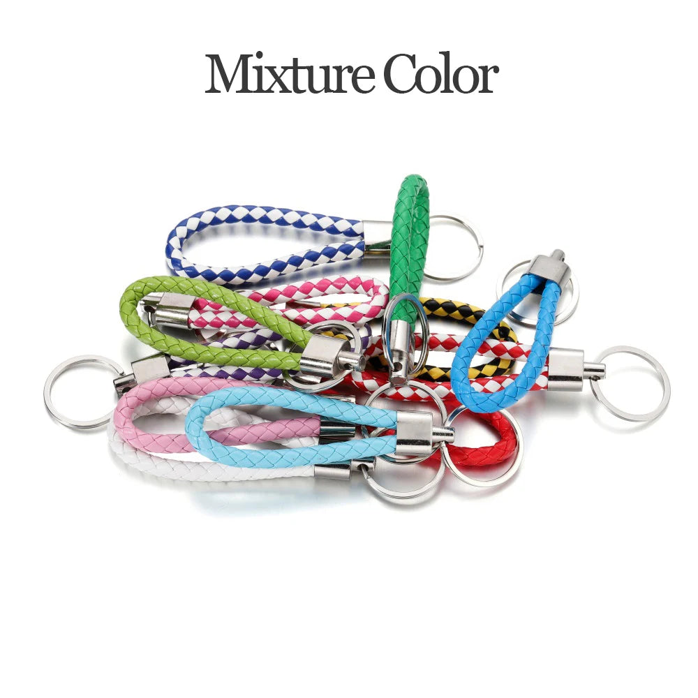 5Pcs/Pack Braided Leather Keychain Colorful Portable Keyring Organizer Leather Lanyard For Car Key Mobile Phone Strap Accessory