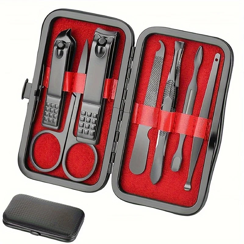 7/10/12/18/20/24PCS Set Professional Manicure Set Kits Stainless Steel Fingernail Toenail Clippers Set with Leather Portable