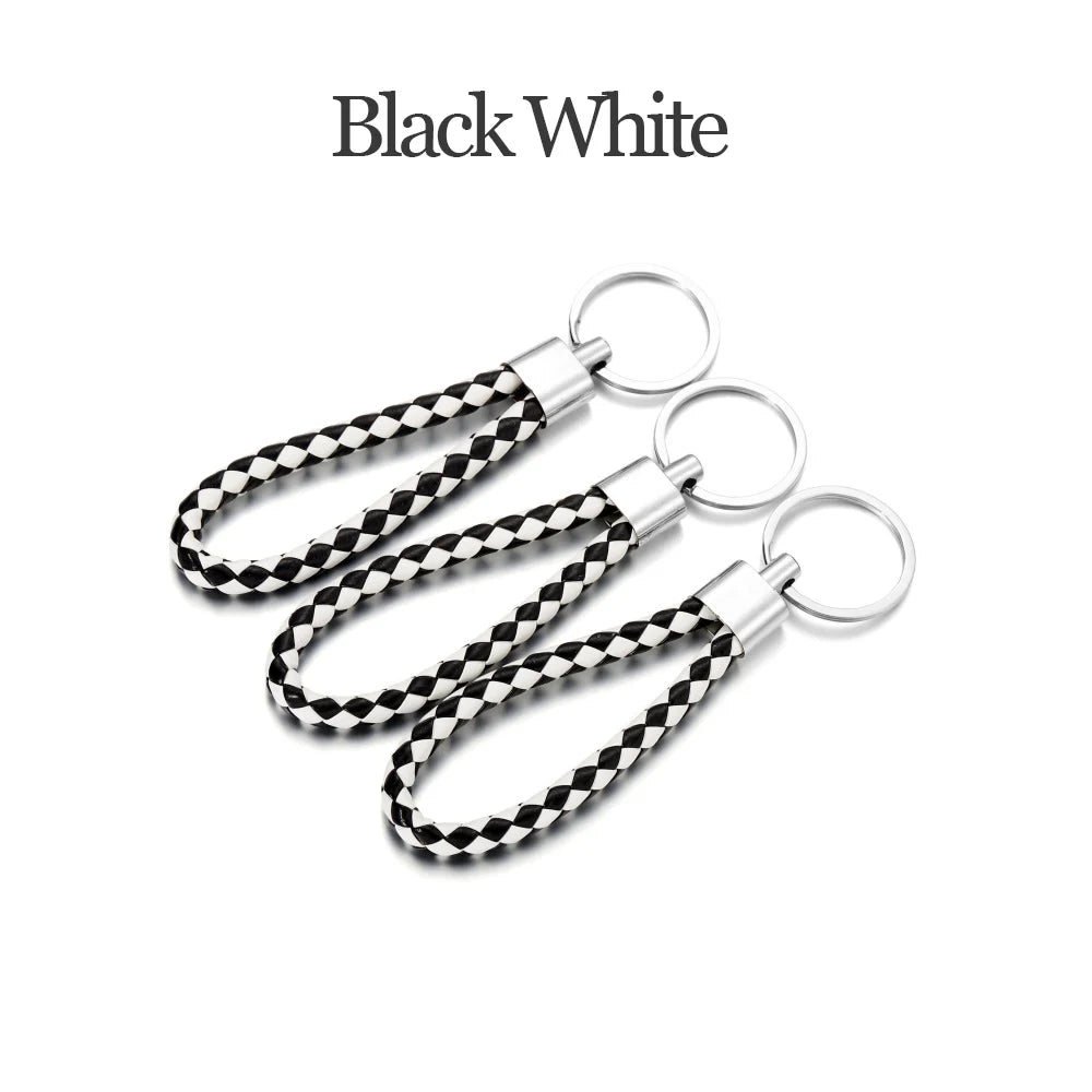 5Pcs/Pack Braided Leather Keychain Colorful Portable Keyring Organizer Leather Lanyard For Car Key Mobile Phone Strap Accessory